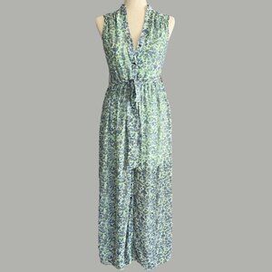 Colleen Atwood Alice in Wonderland Maxi Dress XS Sheer Whimsical Floral Garden